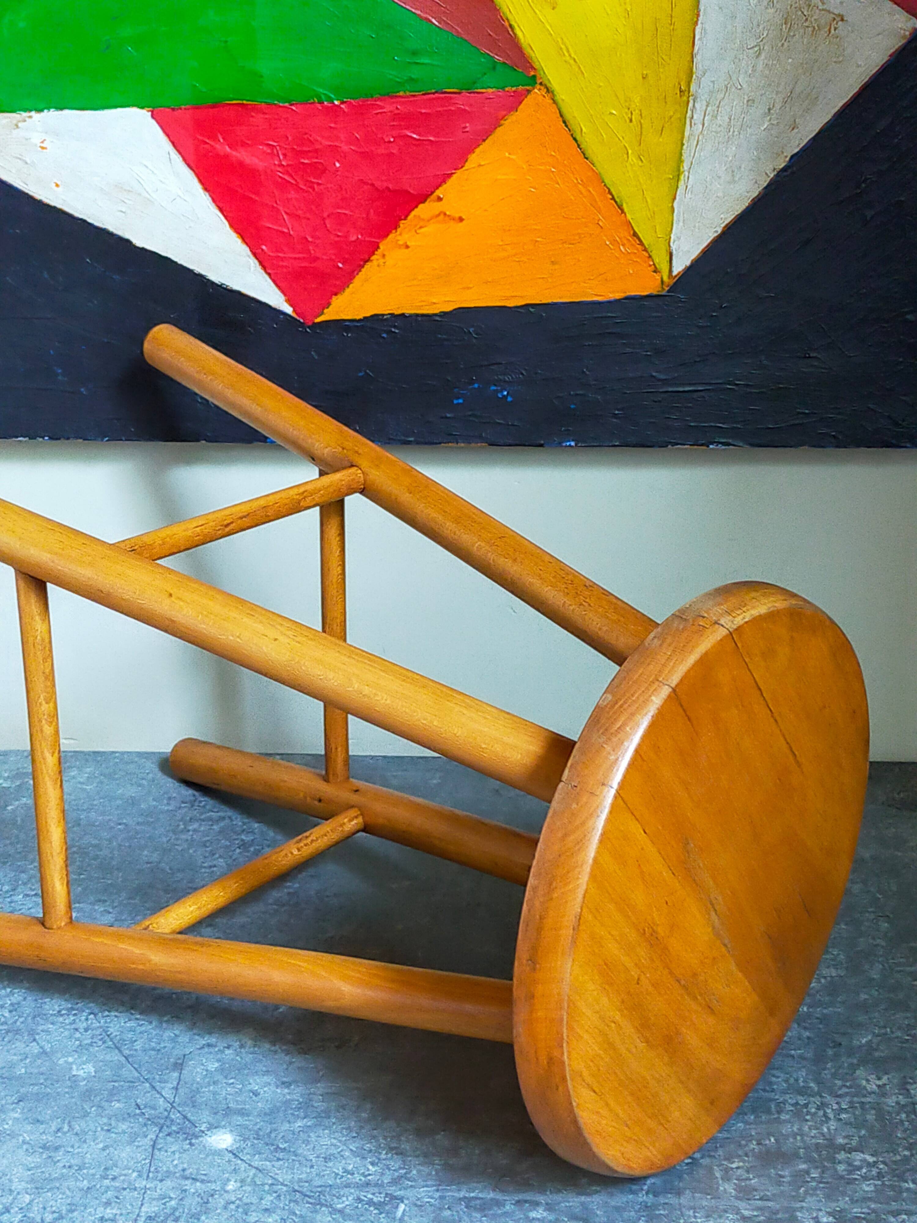 Vintage blond wooden stool