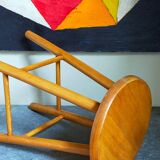 Vintage blond wooden stool
