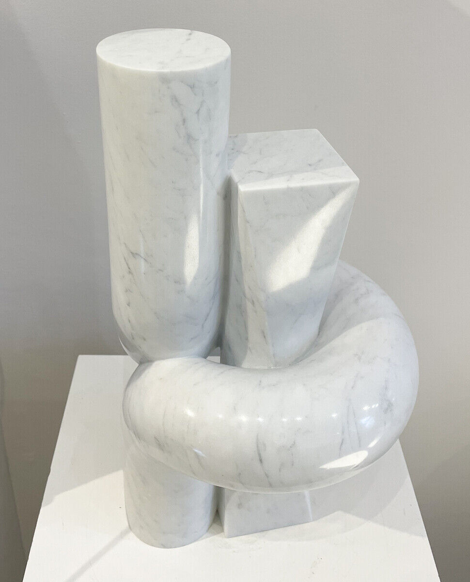 Contemporary white marble sculpture by Piet Van Loocke, Belgium
