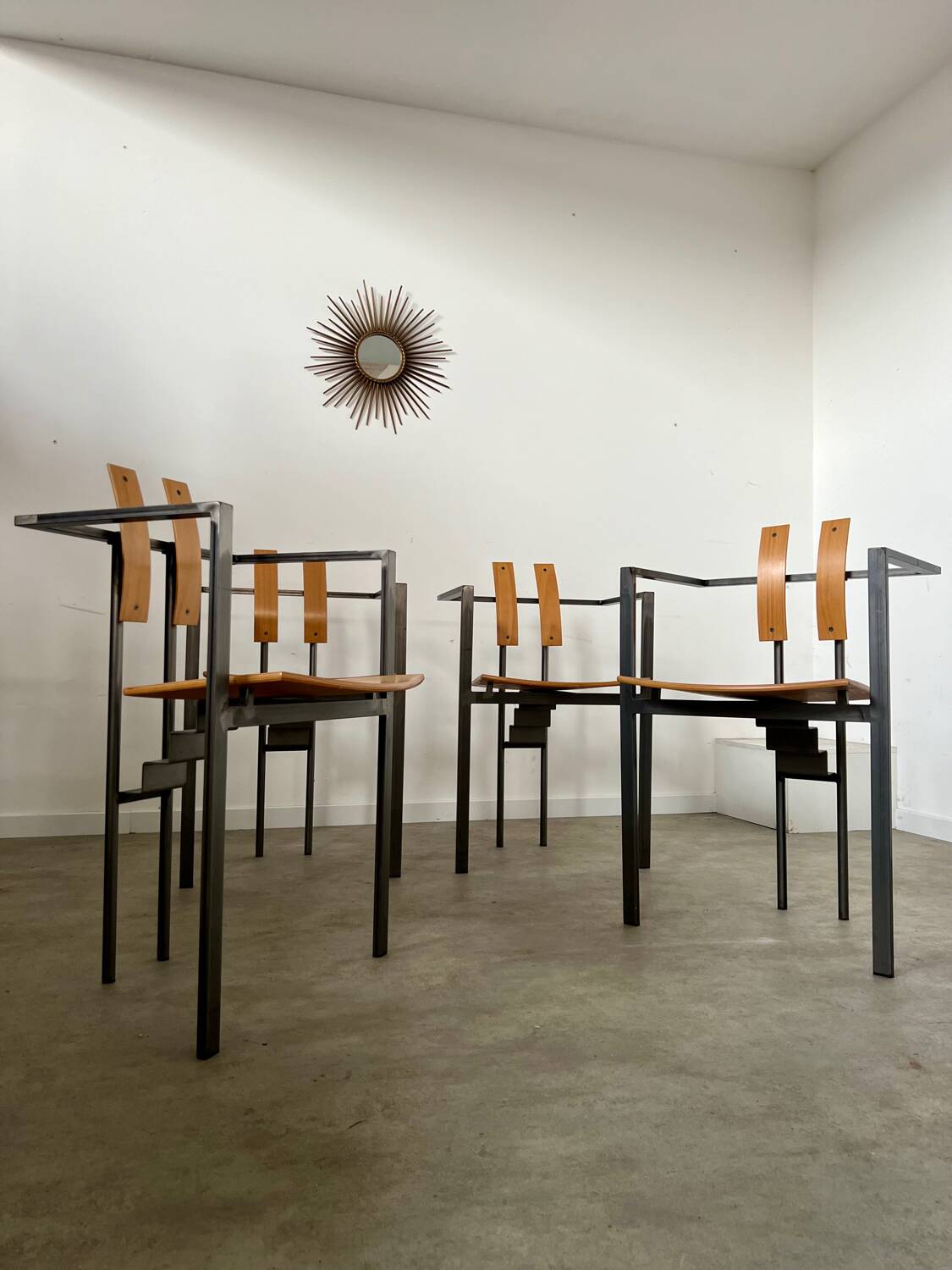 4 old raw design chairs Karl Friedrich Forster model Trix KFF postmodern 70s/80s