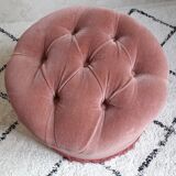 Velvet ottoman padded old pink