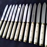 12 vintage bakelite brass and stainless steel table knives