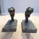 Set of 2 bronze silvered bookends signed Hippolyte Moreau