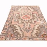 4x7 Salmon & Brown Geometric Oriental Vintage Rug, 139x227Cm