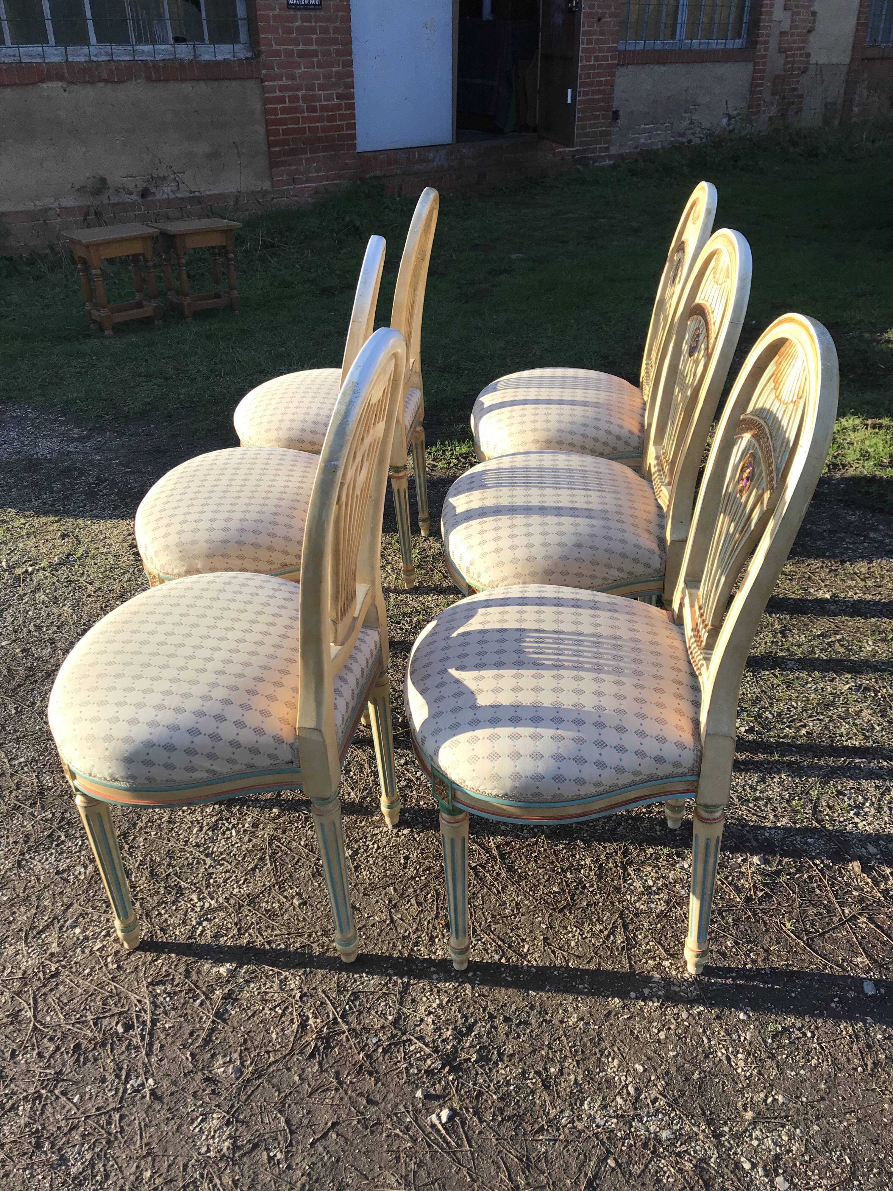 6 louis XVI hot air balloon chairs