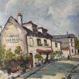 Table HST L'Abreuvoir café de Montmartre Paris 1950 signed C. Fontagne
