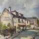 Tableau HST L'Abreuvoir café de Montmartre Paris 1950 signé C. Fontagne