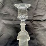 Paire d'anciens bougeoirs enverre Marie et Jésus