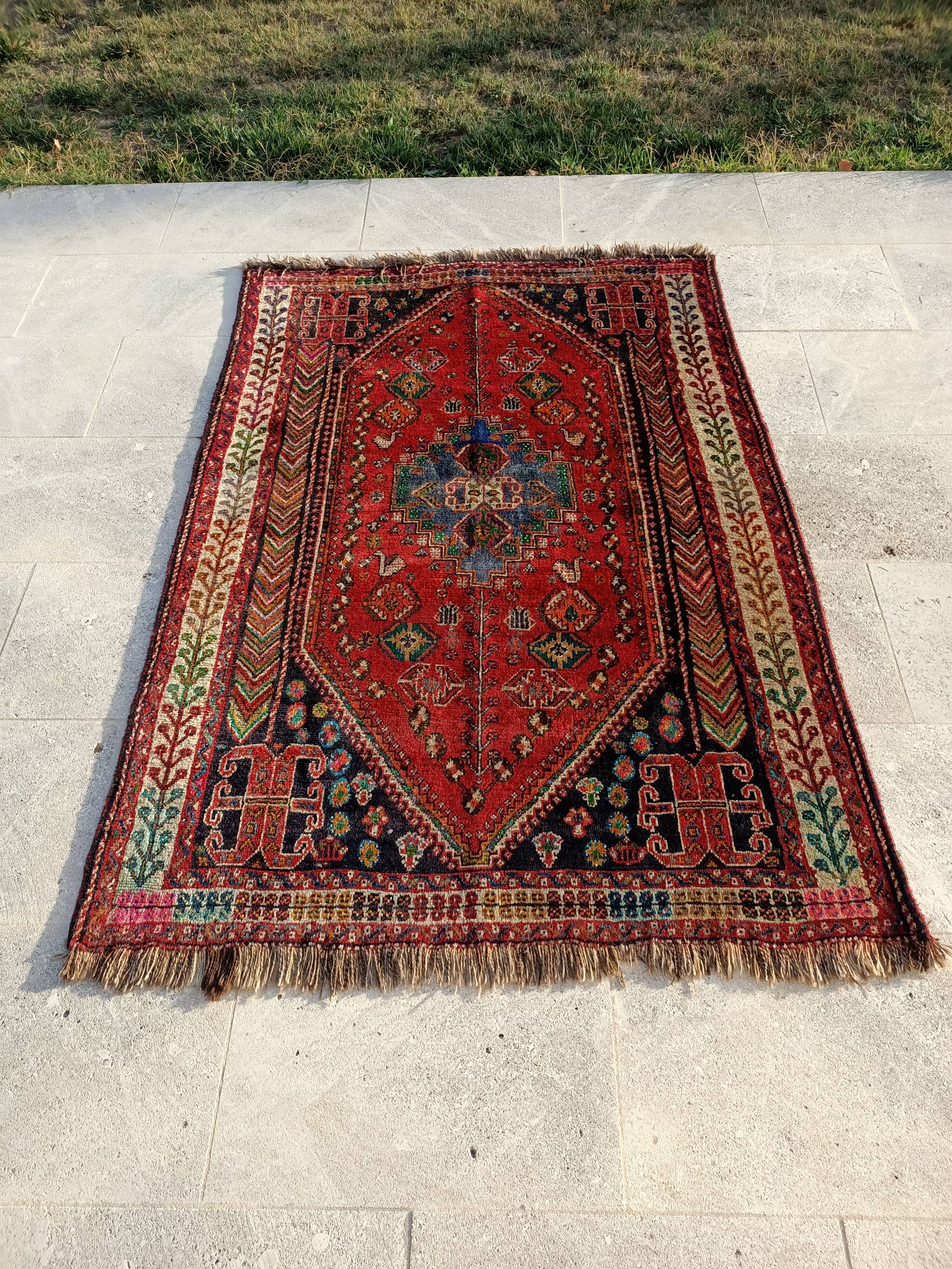 Tapis ancien Iran Shiraz 205x140 fait main