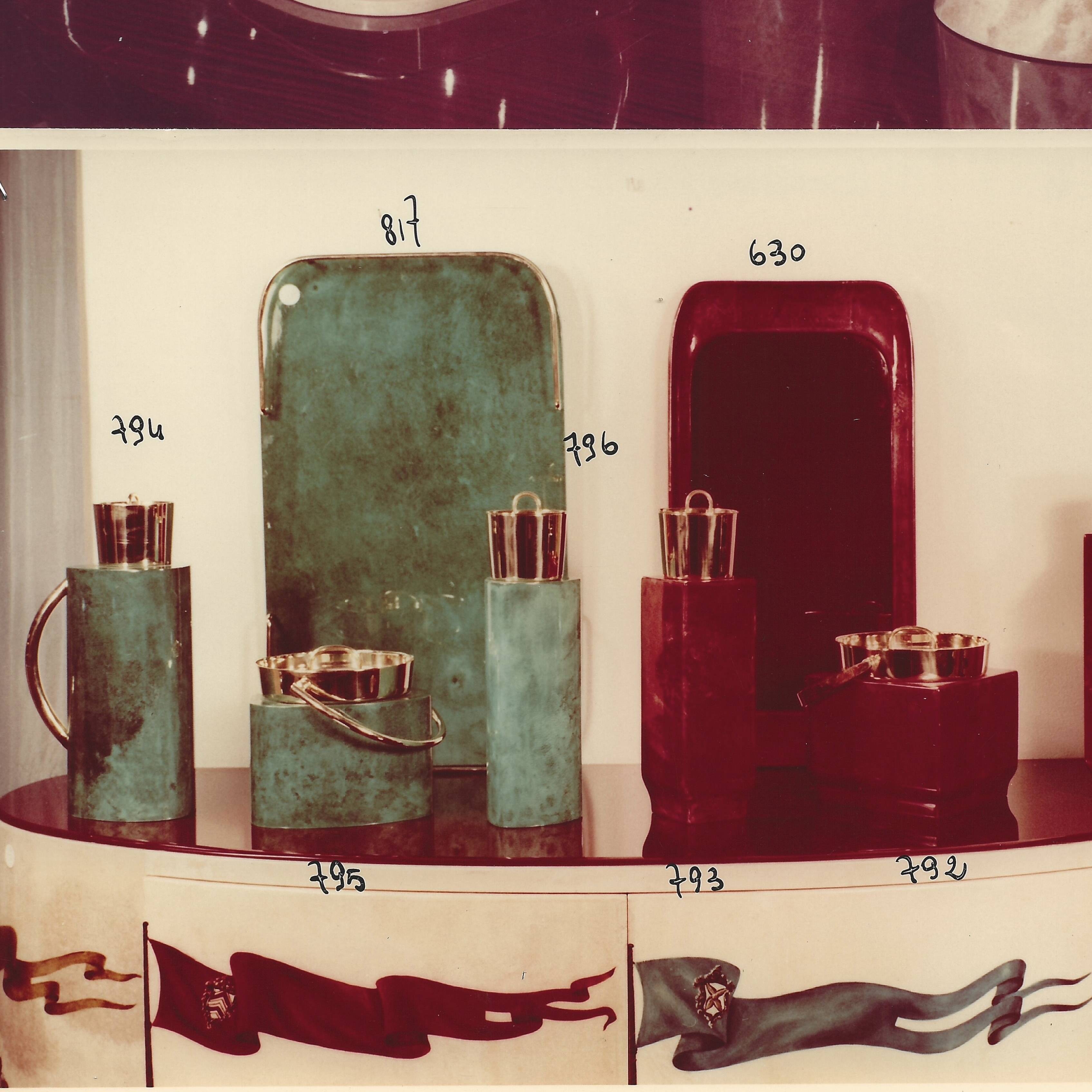 Aldo Tura Mod. 796D Parchment Thermos with Abstract Decoration, 1940