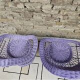 Paire de fauteuil rotin osier 1960