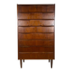 Mid-century Danish high chest of drawers with eight teak drawers.