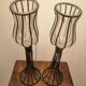 Pair of vintage/retro glass and metal vases