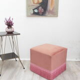 Pink velvet pouf