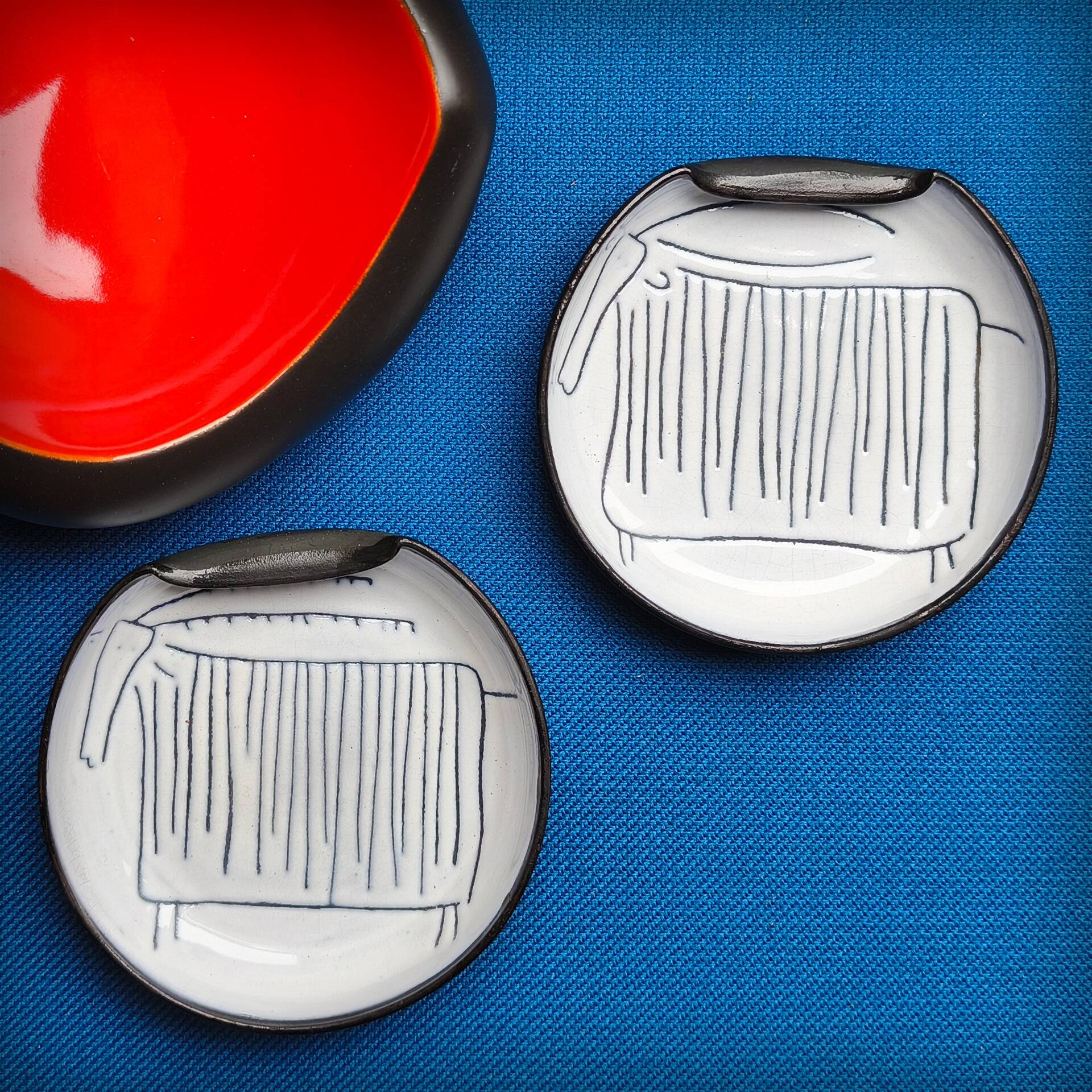 Jacques Innocenti, pair of ceramic cups, Vallauris, 1950s