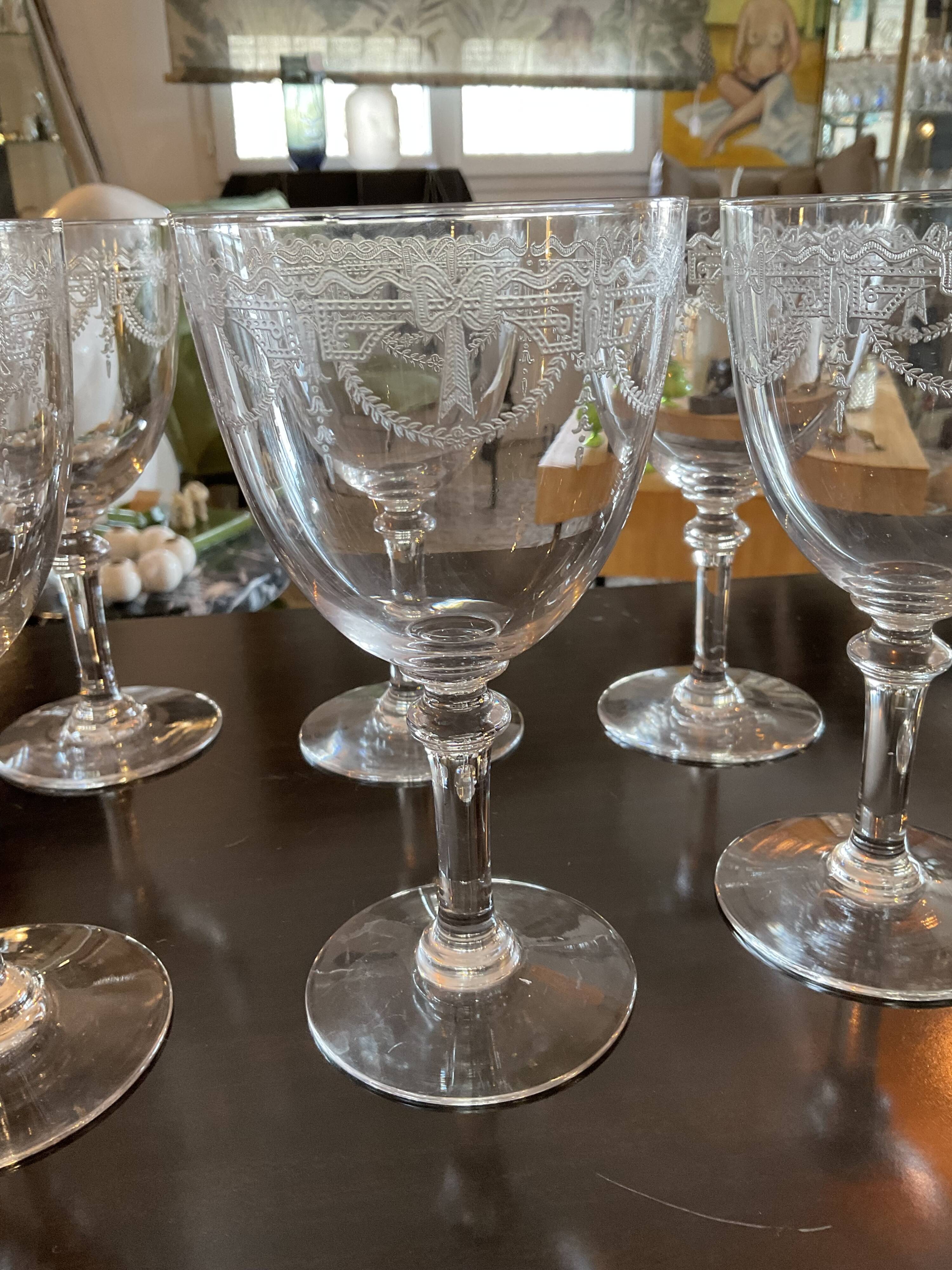 6 wine glasses. Saint Louis crystal, millet model