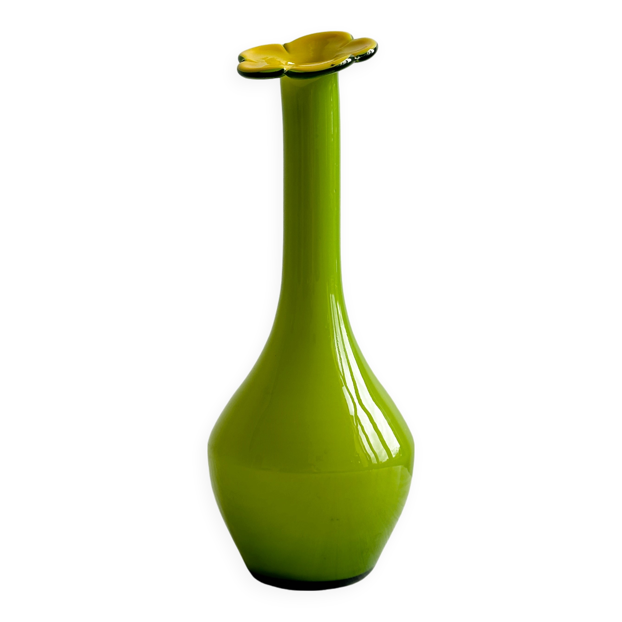 Lime green glass soliflore vase