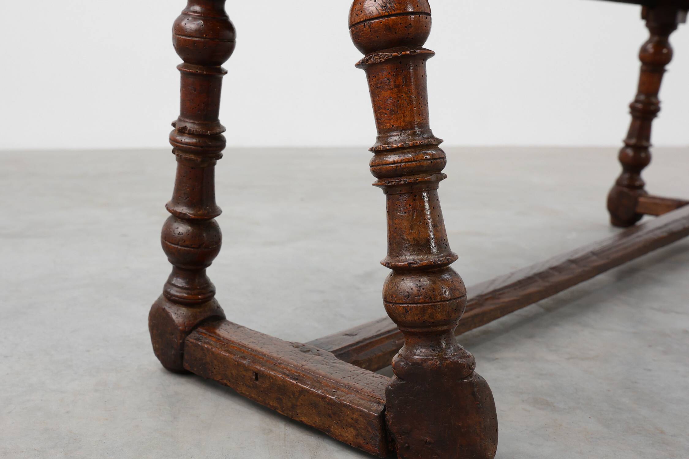 Antique English oak farmhouse bench, UK ca. 1850