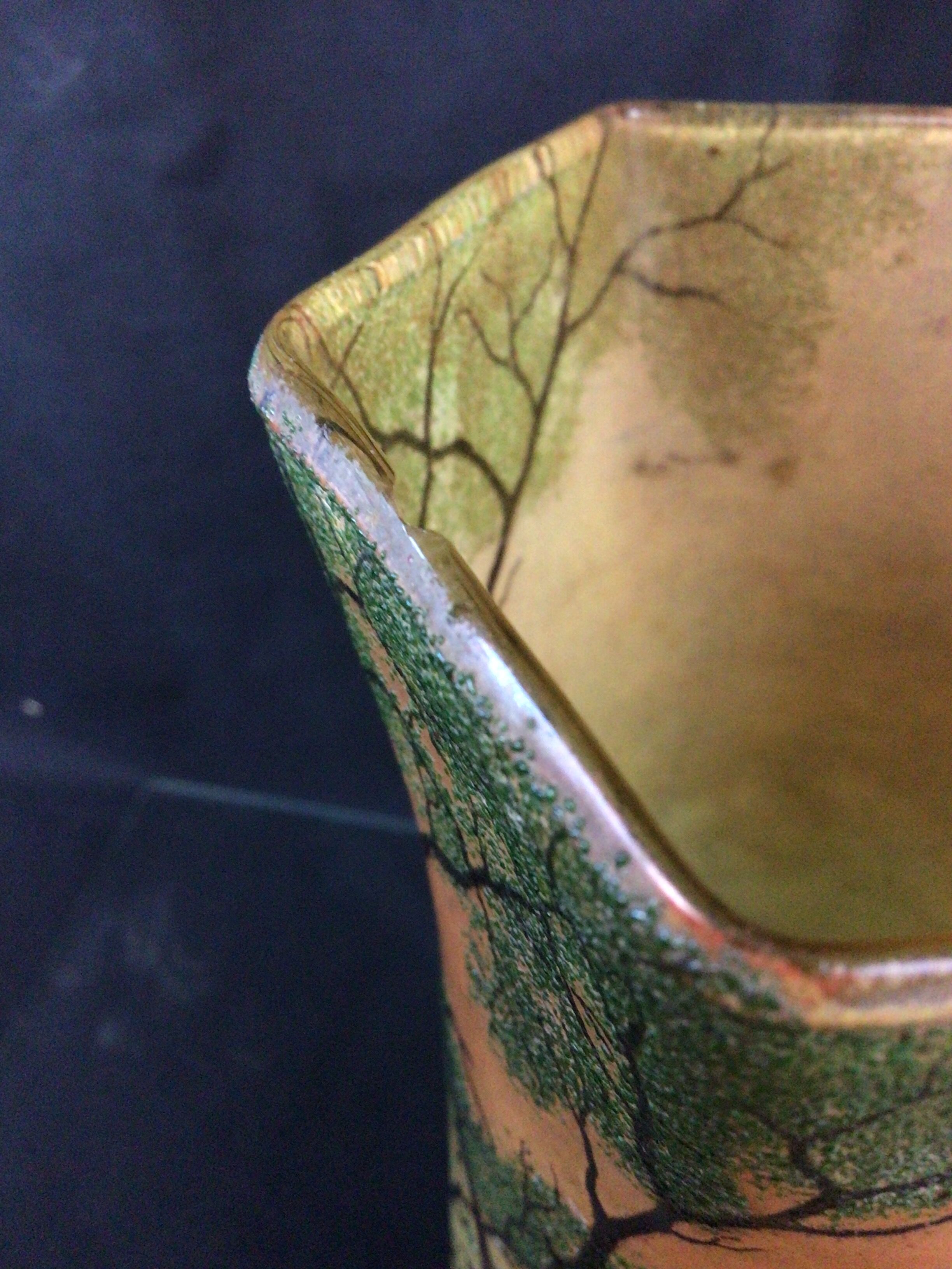 Vase verre émaillé legras art déco