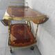 1950s marquetry and brass serving trolley