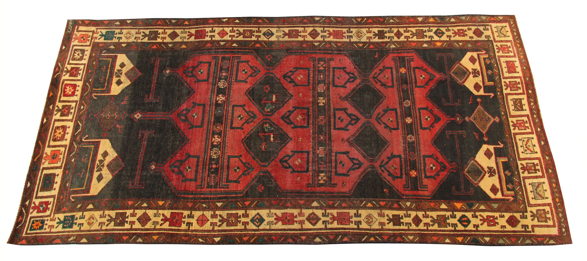 Traditional tribal wool runner rug long handwoven oriental carpet 155x320cm