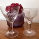 2 engraved glass wine glasses 9 cl and 6 cl