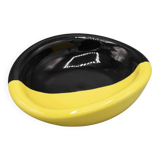 Ancienne ceramique vide poche design vintage noir jaune