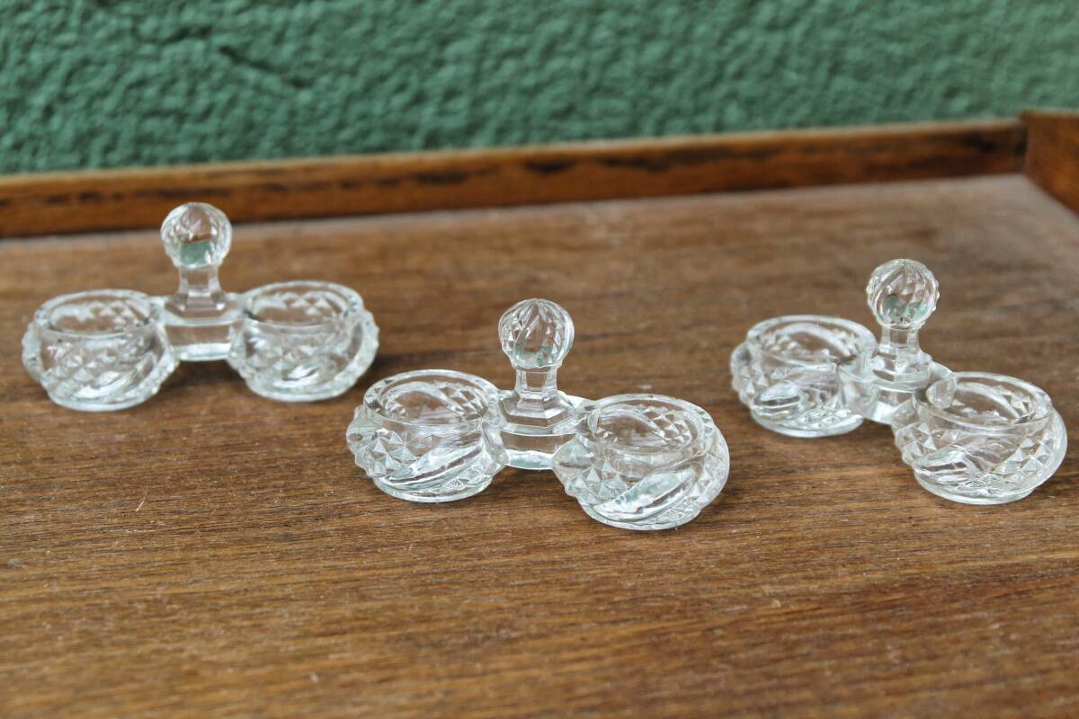 Set of 4 cut glass salt cellars