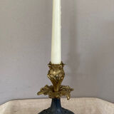 Louis XV candlestick in solid bronze openwork pewter base early twentieth century