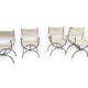 Maison Jansen Set of 4 armchairs Emperor Savonarola White leather and chromed metal
