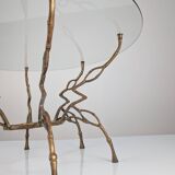 Zigzag Bronze Faux Bamboo Hollywood Regency Coffee Table, 1960s