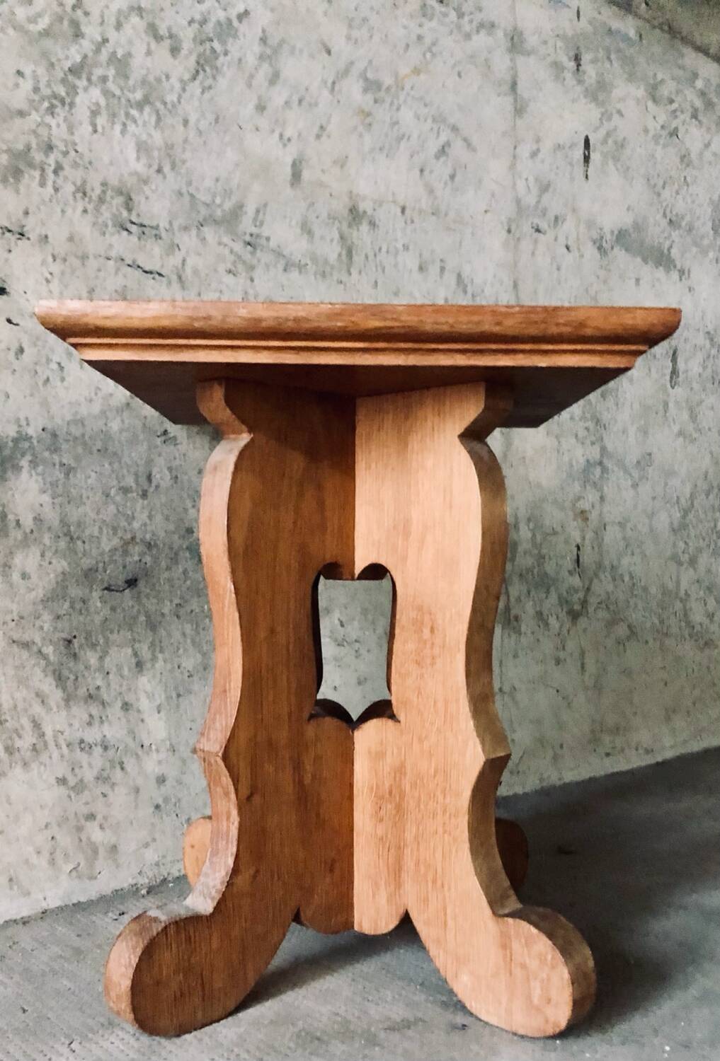 Brutalist oak side table