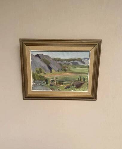 Oil on Canvas “Serene Landscape” by Martin Larson, Vintage & Framed