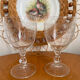Set of two engraved glass wine glasses