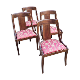 Set of 4 swan neck gondola chairs in mahogany style empire early twentieth century