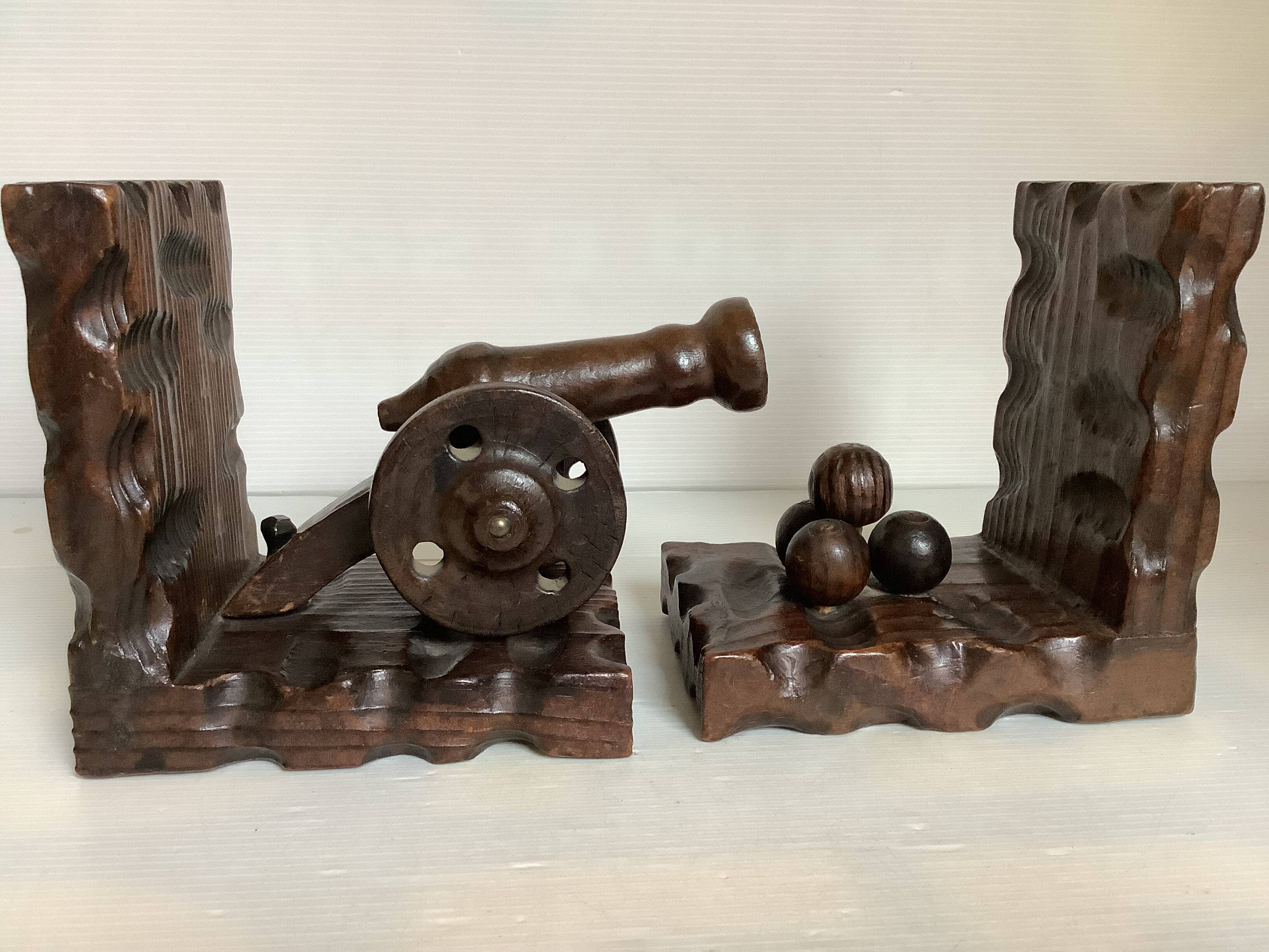 Pair of wooden bookends
