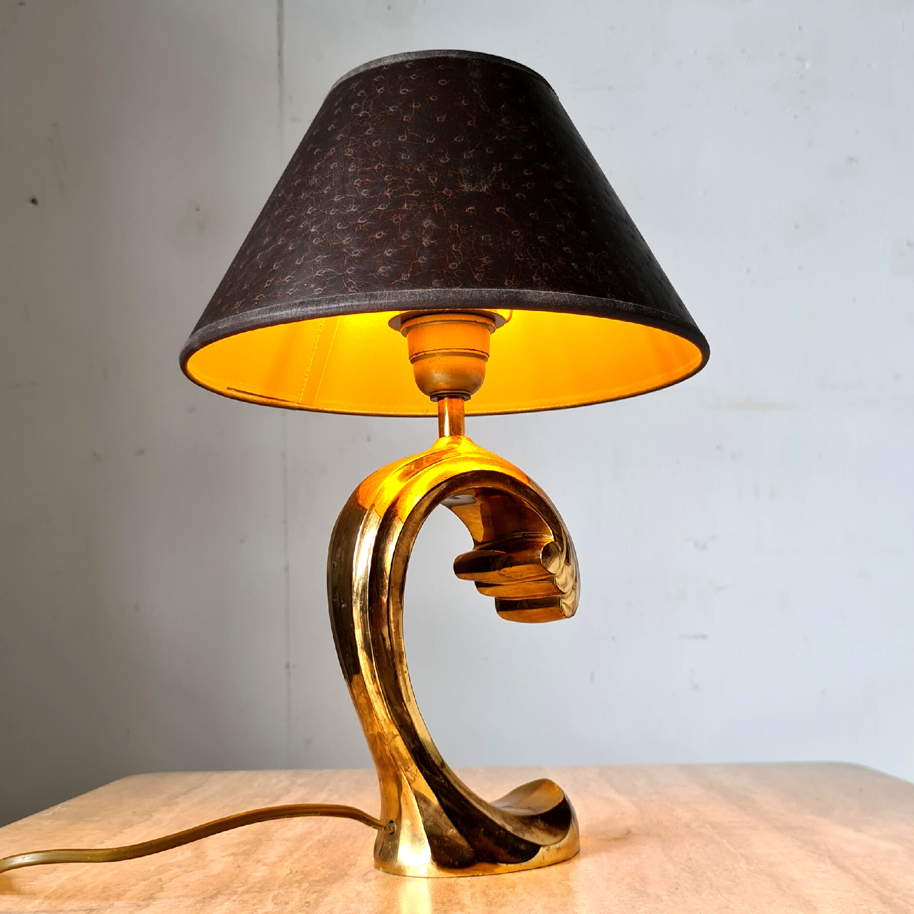 Hollywood regency brass table lamp, 1970s