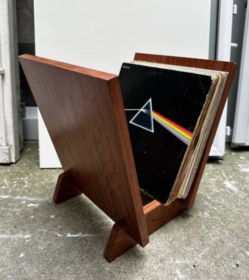 Kiosque / Range-vinyles en bois bubinga – fabrication artisanale