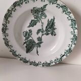 Plate by A. Lebacqz & M. Bouchart, green floral decoration, Richelieu model
