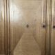 Art Deco oak enfilade with checkerboard marquetry, three doors, 1940s.