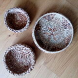 Flat round baskets, set of three