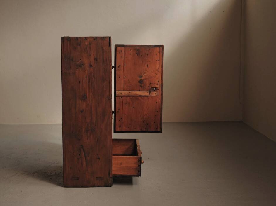 Mountain furniture in pine and larch, Folk art, Savoie, 19th century