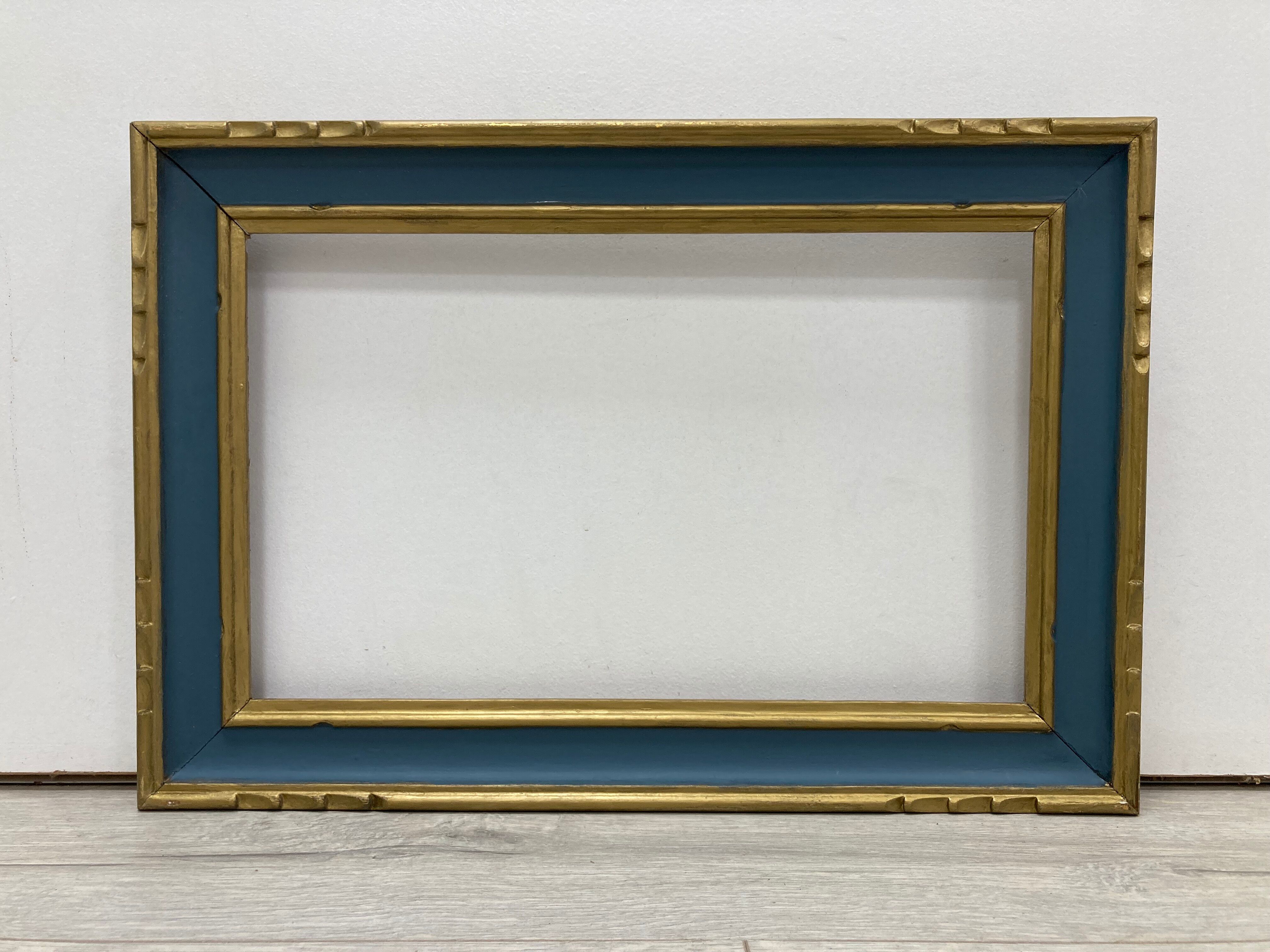 Cadre vintage bleu et or