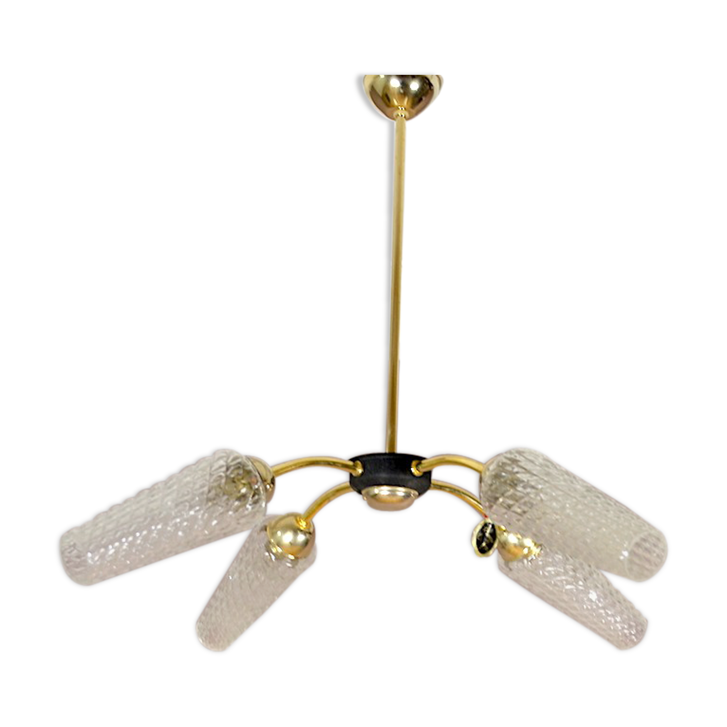 Golden vintage lustre - black metal 1960