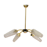 Lustre vintage doré & métal noir 1960
