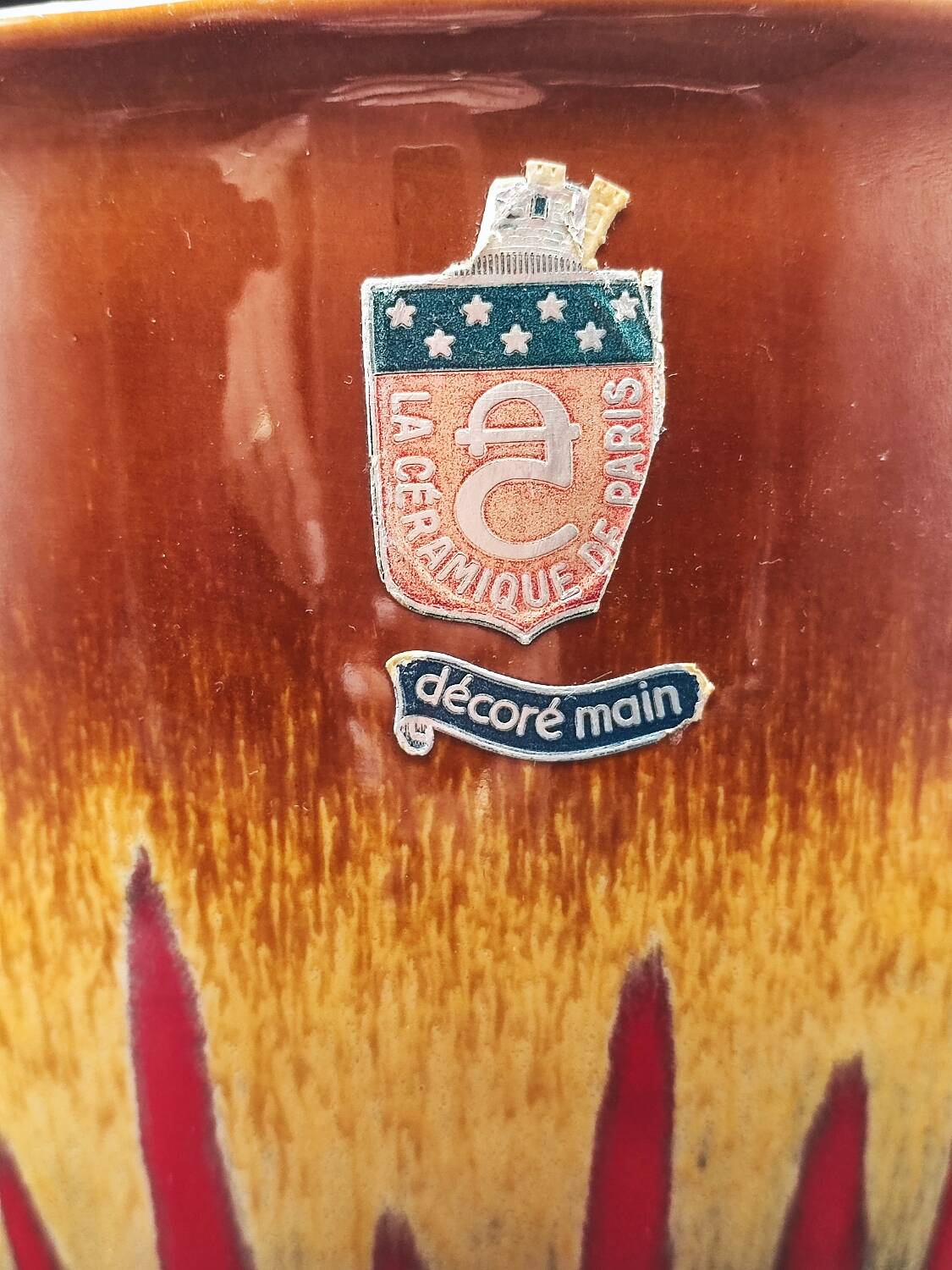 Vintage hand decorated La Céramique de Paris plant pot