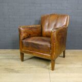 Vintage Art Deco Sheep Leather Armchair