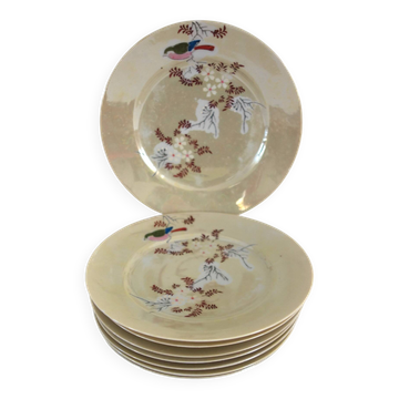 8 assiettes à dessert chinoises nacrées vintage