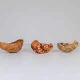 Set of 3 bowls in organic burl wood from Swedish folk art, circa 1960-1970.