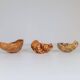 Set of 3 bowls in organic burl wood from Swedish folk art, circa 1960-1970.